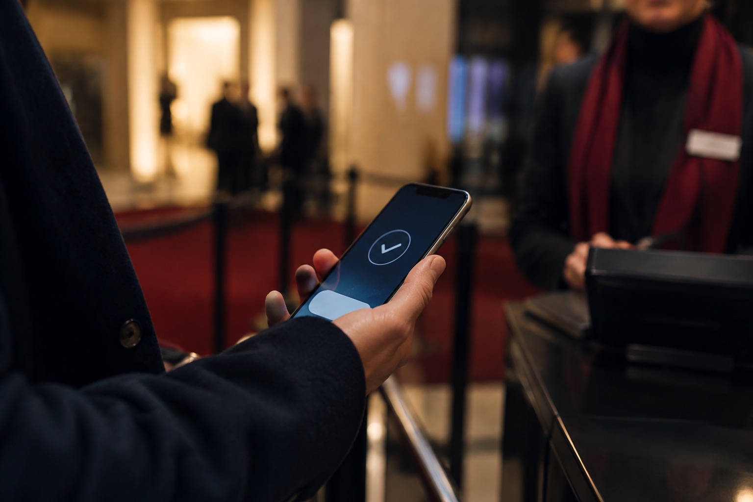 Téléphone affichant un parcours de paiement bancaire abstrait